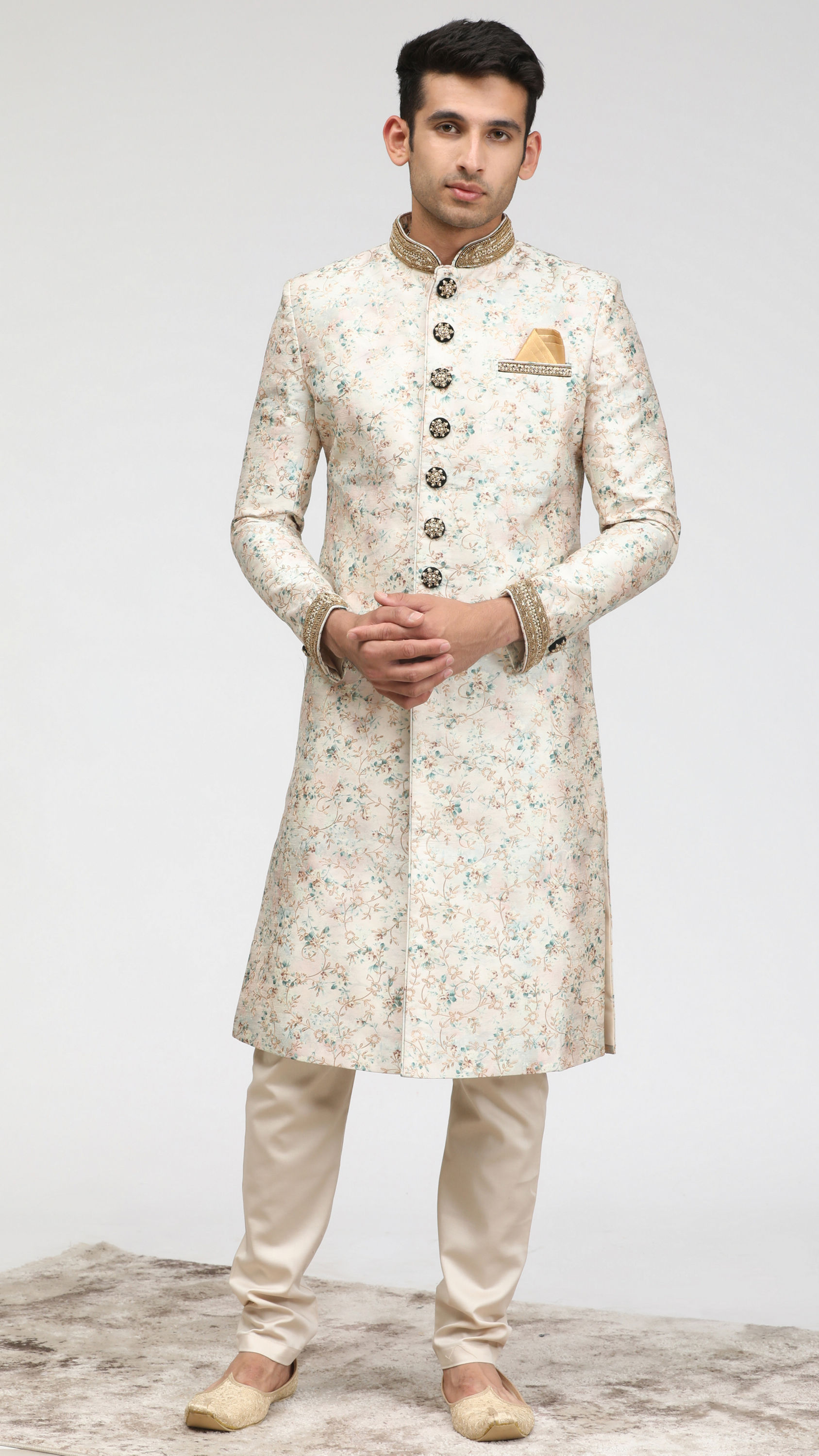 Manyavar Men Plush Floral Print Sherwani