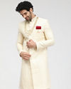 Manyavar Men Pristine White Self Design Sherwani