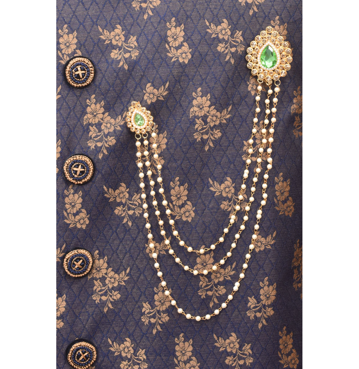 Manyavar Men Regal Bottle Green Brooch