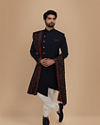 alt message - Manyavar Men Classy Blue Indo Western Set image number 1