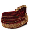 Manyavar Men Traditional Maroon Safa With Stone Studded Broach