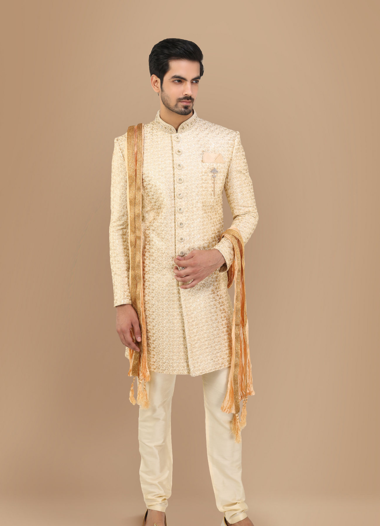 Manyavar Men Suave Light Colored Indo Western