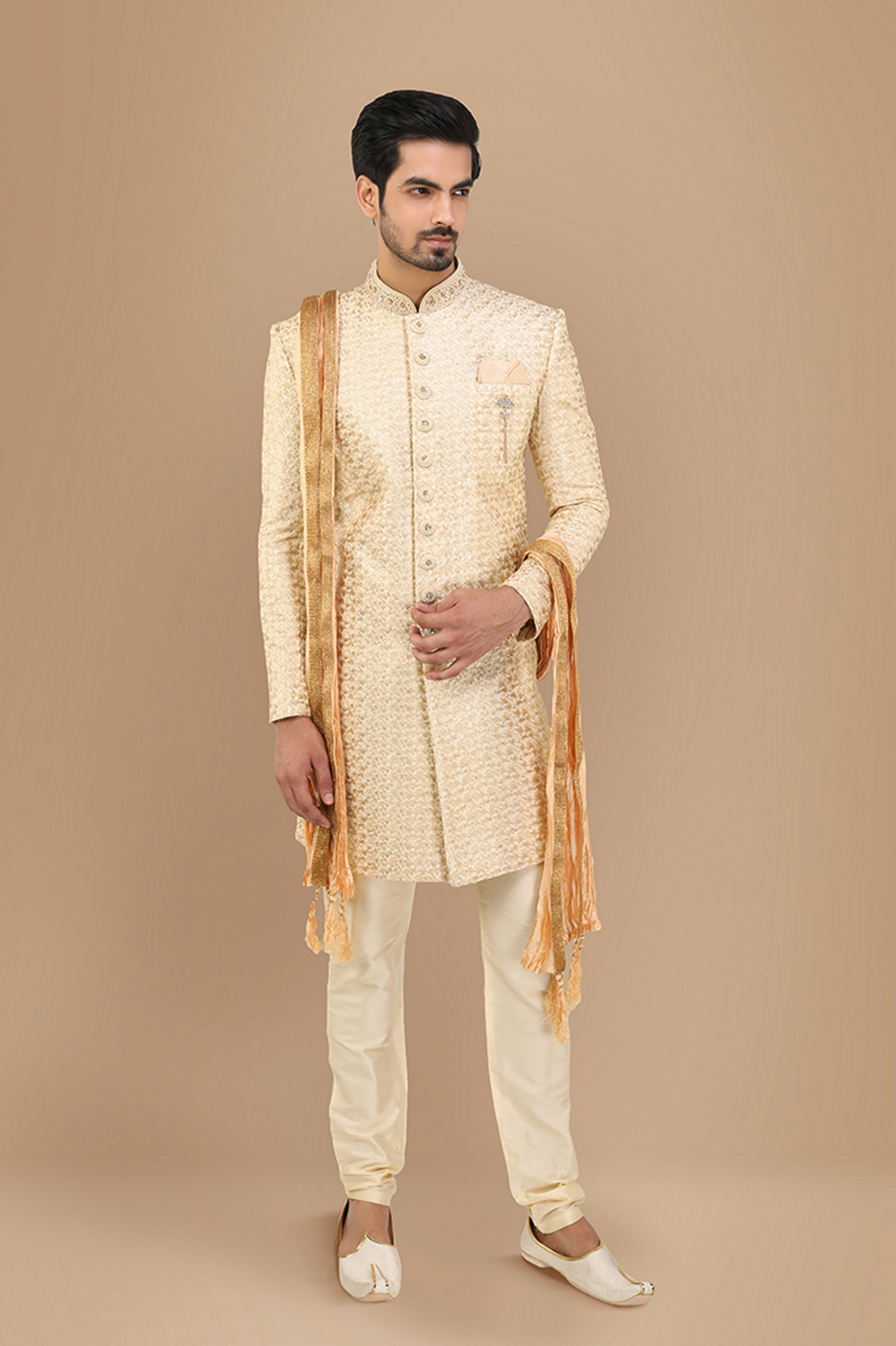 Manyavar Men Suave Light Colored Indo Western