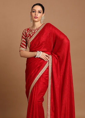 Splendid Dark Red Saree image number 1