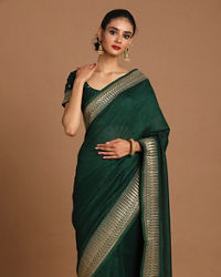 Mohey Women Bodacious Bottle Green Saree