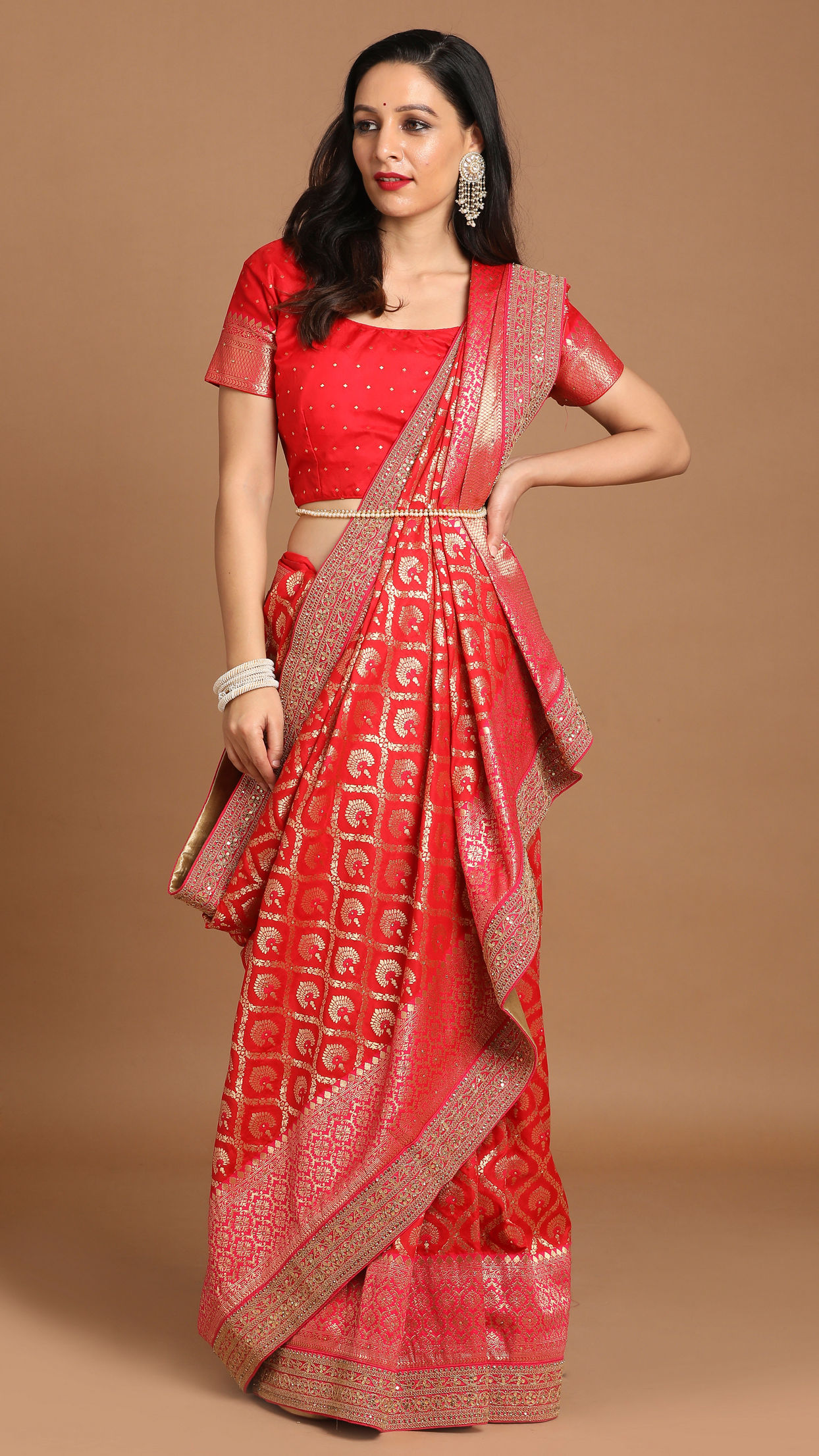 Blissful Rani Red Saree image number 0