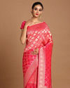 alt message - Mohey Women Enchanting Rani Pink Saree image number 0