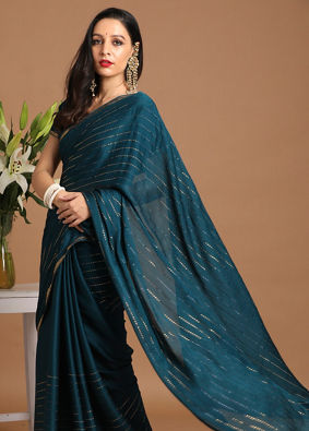 alt message - Mohey Women Ravishing Blue Saree image number 3