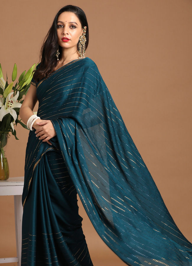 alt message - Mohey Women Ravishing Blue Saree image number 3