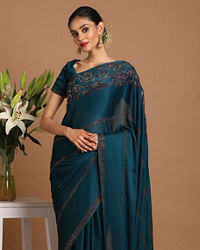 Mohey Women Bold Blue Chiffon Saree