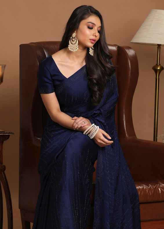 Mohey Women Blissful Indigo Blue Saree