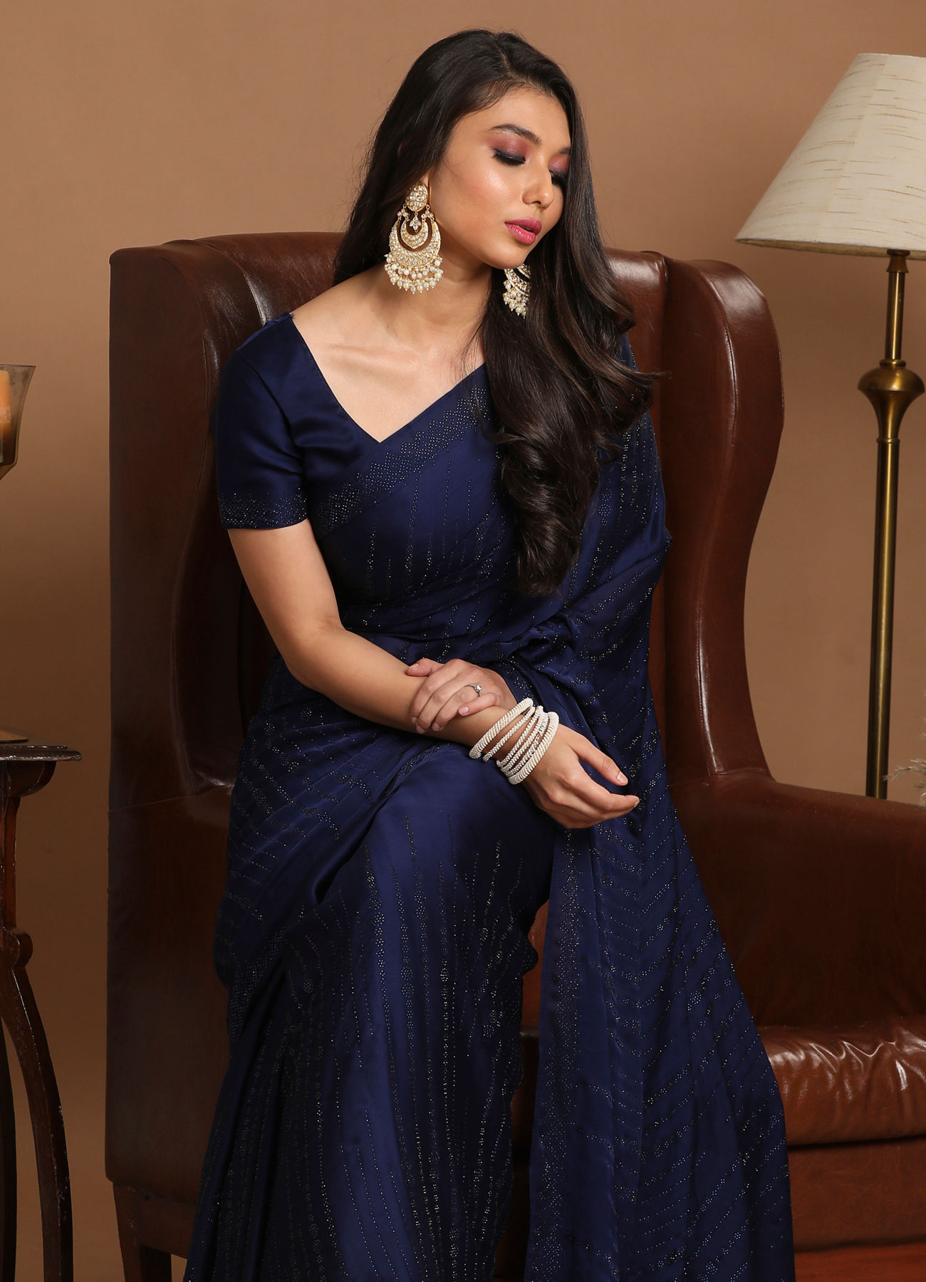 Mohey Women Blissful Indigo Blue Saree