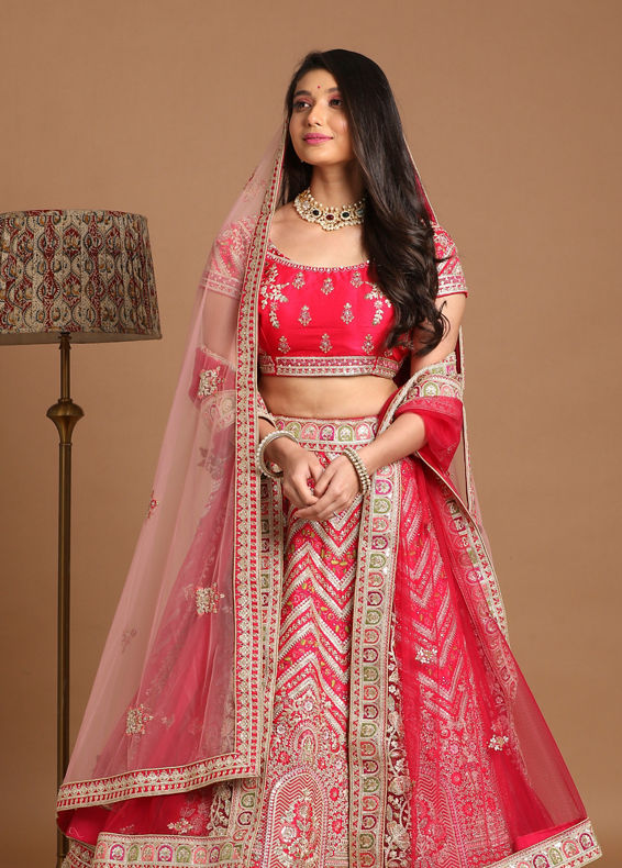 Mohey Women Ethereal Rani Pink Bridal Lehenga