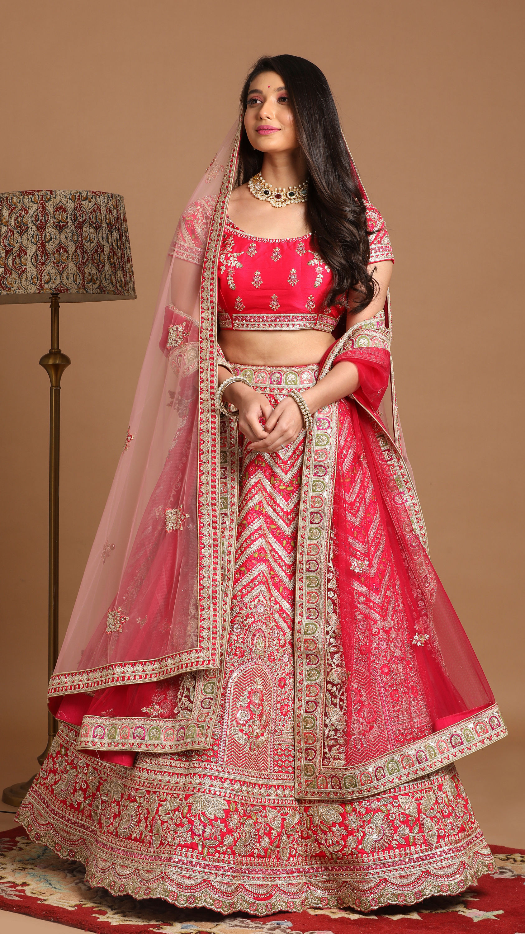 Mohey Women Ethereal Rani Pink Bridal Lehenga