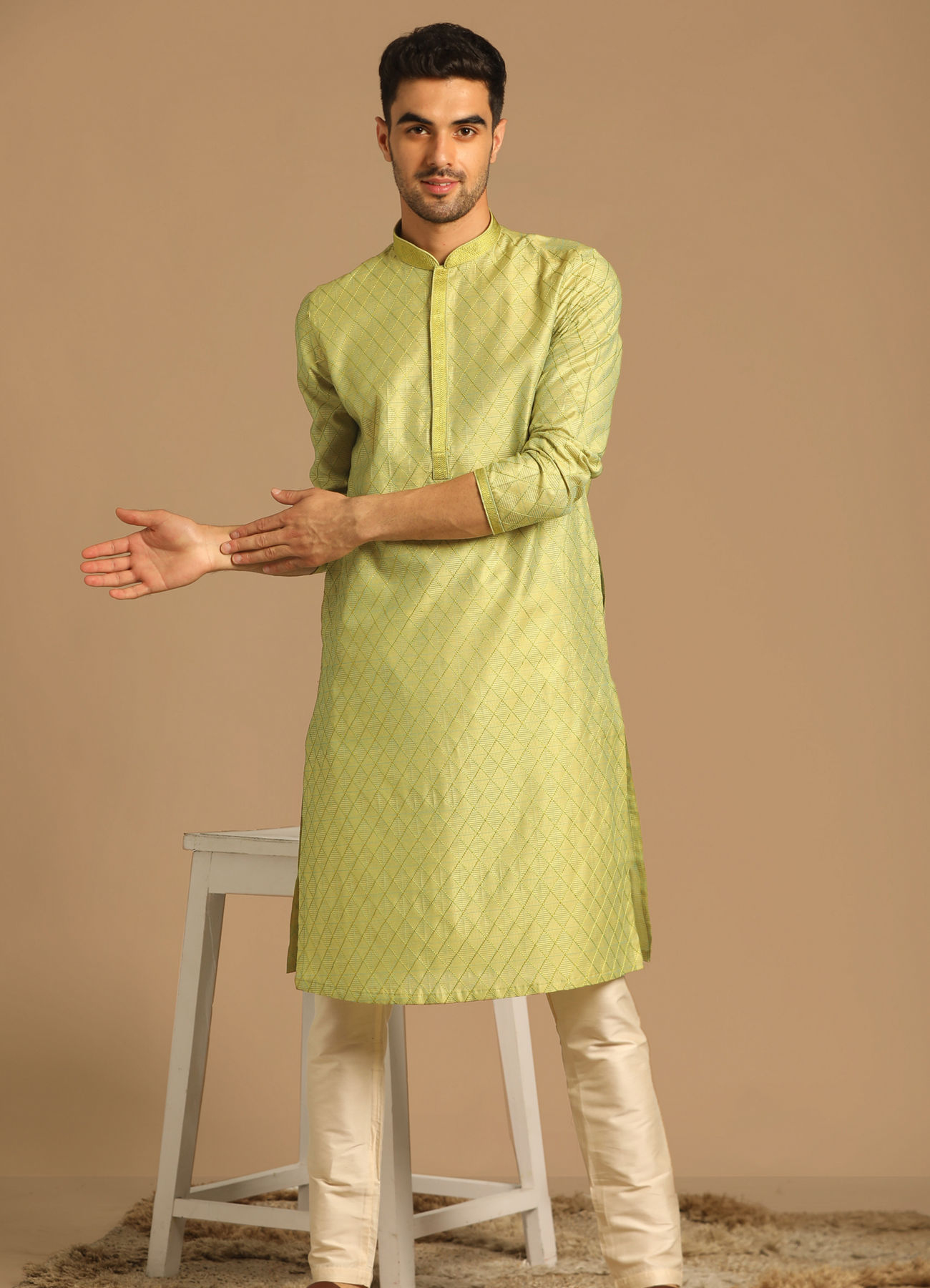 Manyavar Men Classy Green Kurta Set