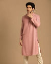 alt message - Manyavar Men Classy Pink Kurta Set image number 1