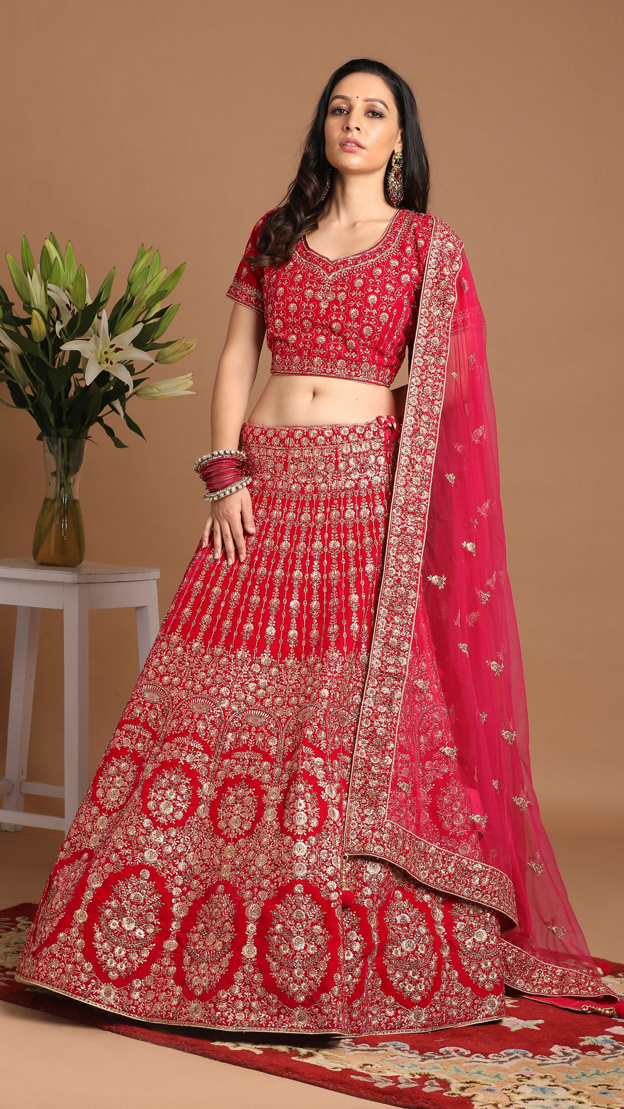 alt message - Mohey Women Traditional Rani Lehenga image number 0