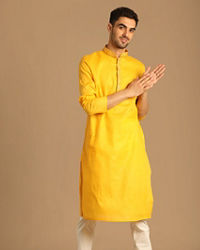 Manyavar Men Contemporary Yellow Kurta Pajama