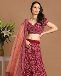 Mohey Women Enchanting Wine Lehenga