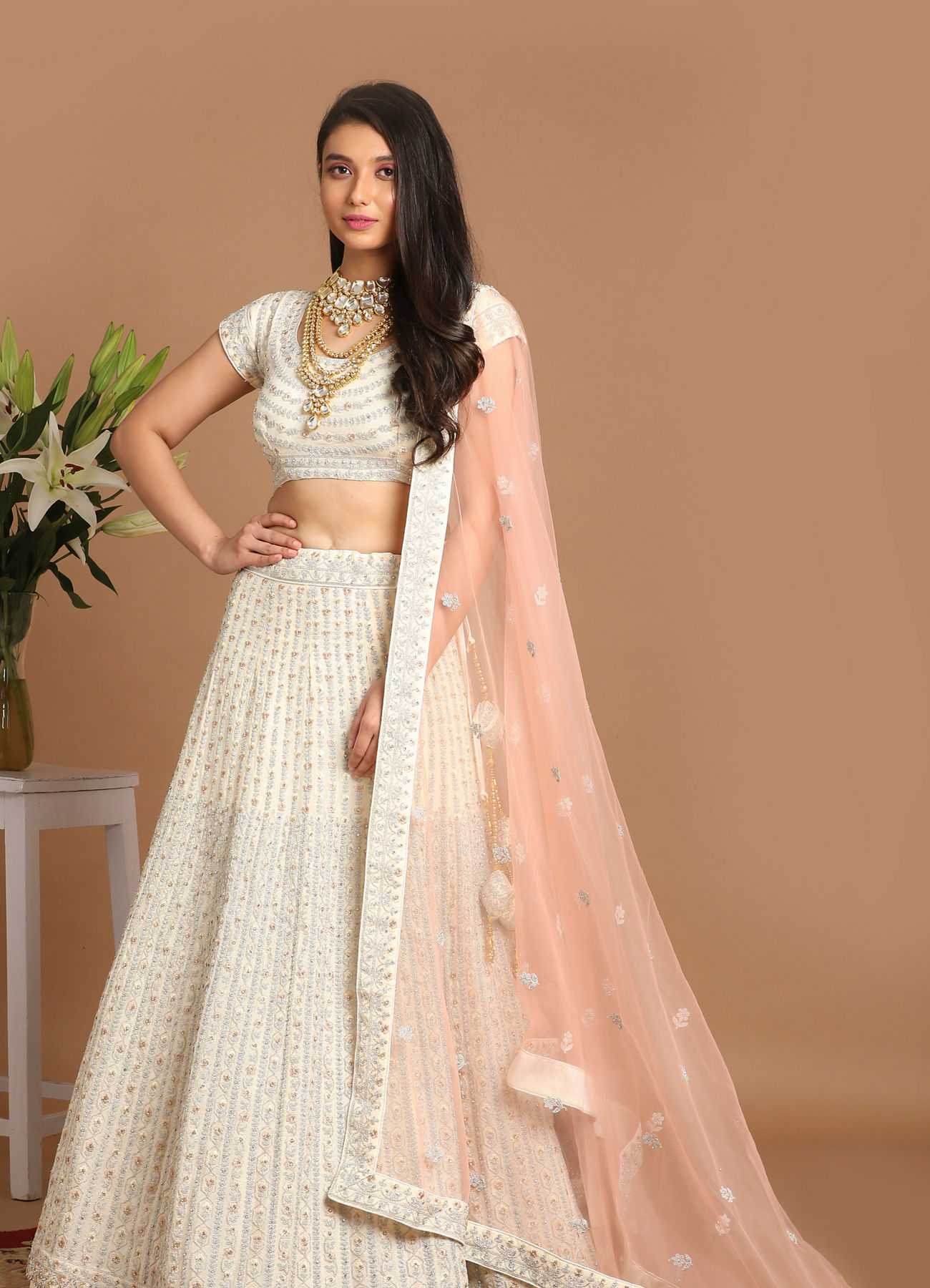 Mohey Women Light Colored Chiffon Lehenga