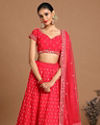 Mohey Women Georgette Rani Pink Bridal Lehenga image number 0