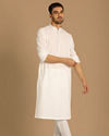 alt message - Manyavar Men Pristine White Kurta Set image number 1