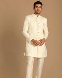 Manyavar Men Pristine White Indo Western