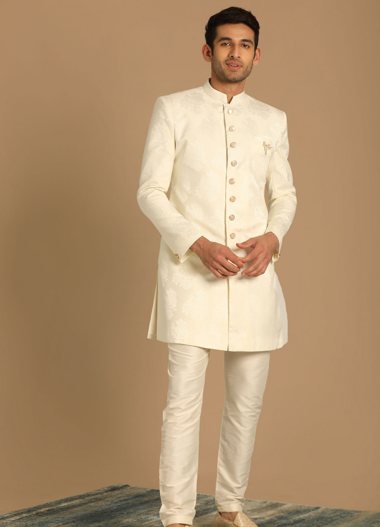 Manyavar Men Pristine White Indo Western