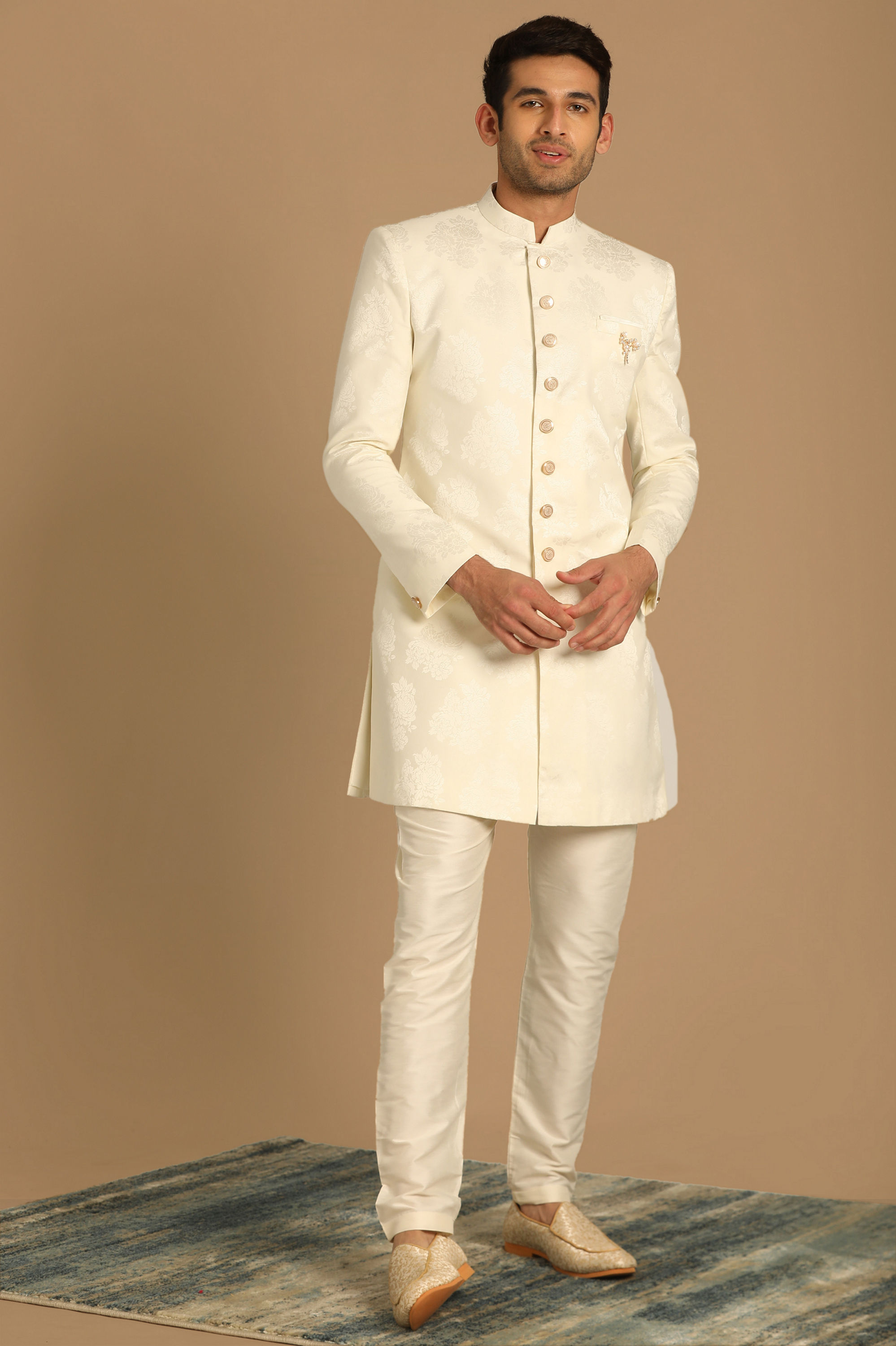 Manyavar Men Pristine White Indo Western