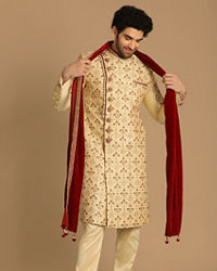 Manyavar Men Suave Biscuit Shade Sherwani