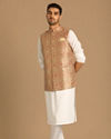 Manyavar Men Fashionable Fawn Jacket
