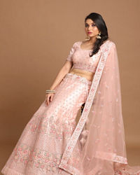 Mohey Women Light Pink Embellished Lehenga