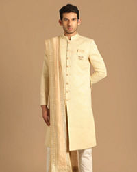 Manyavar Men Timeless Beige Sherwani