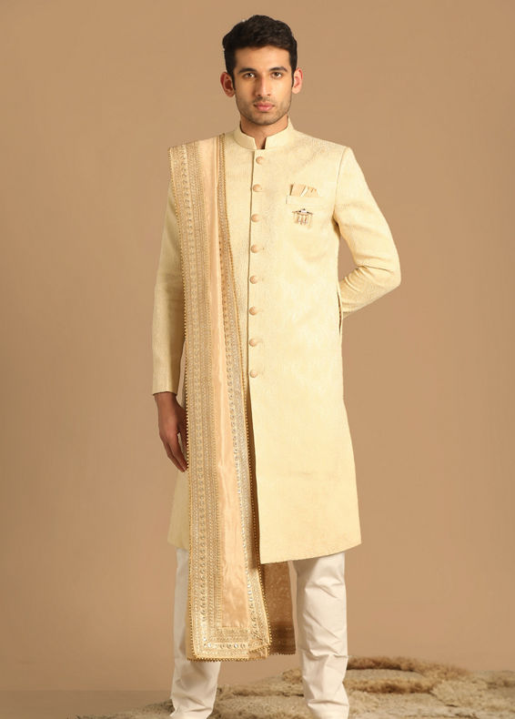 Manyavar Men Timeless Beige Sherwani