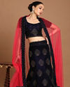 alt message - Mohey Women Luxurious Indigo Blue Velvet Lehenga image number 0