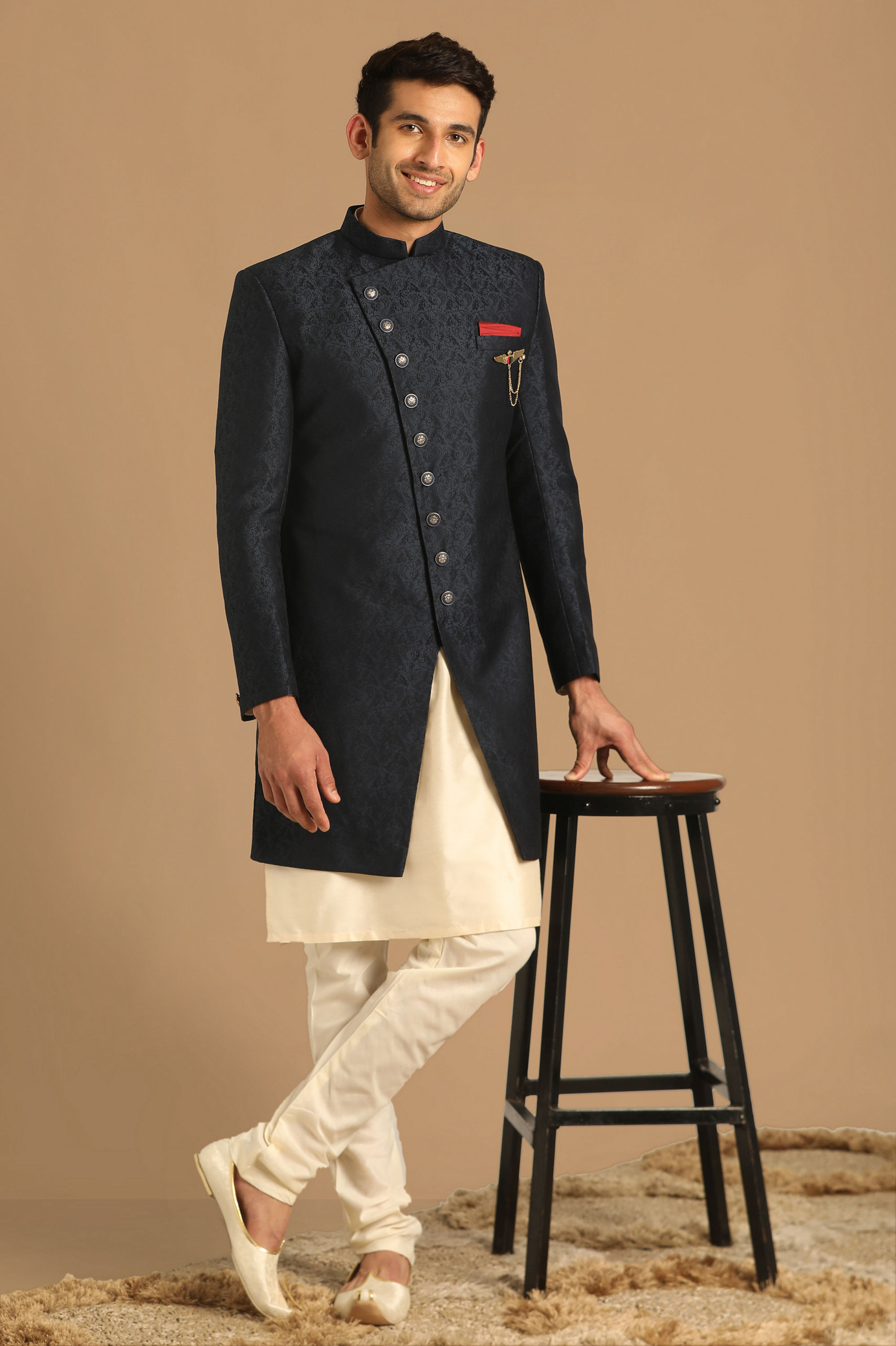 Manyavar Men Sophisticated Blue Indo Western