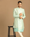 Manyavar Men Pristine Blue Indo Western