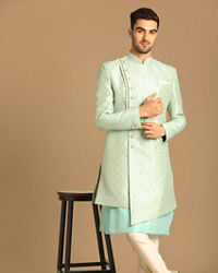 Manyavar Men Pristine Blue Indo Western