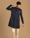 alt message - Manyavar Men Iconic Blue Indo Western image number 1