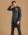 alt message - Manyavar Men Feroze Blue Indo Western Set image number 1