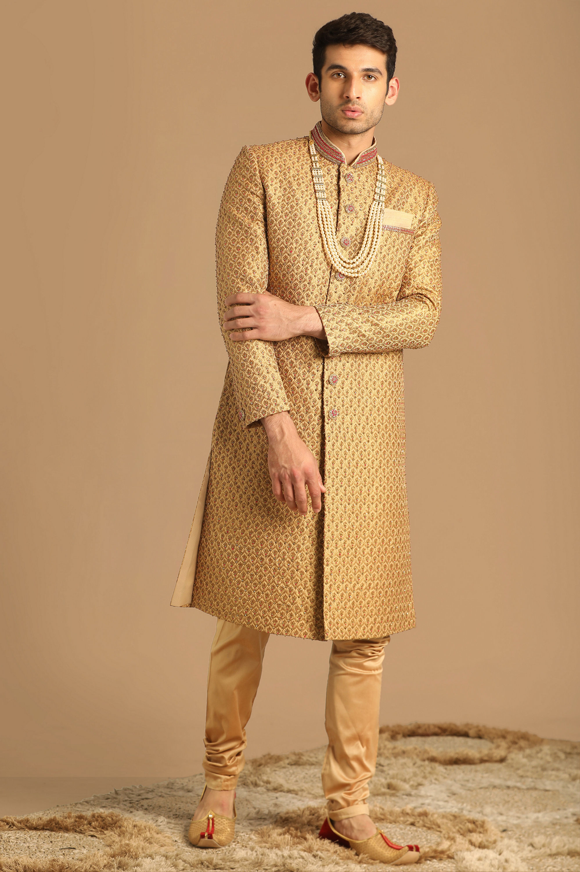 Manyavar Men Classy Fawn Sherwani