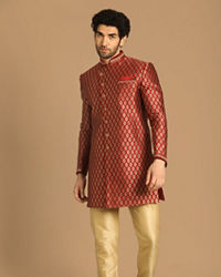 Manyavar Men Modish Maroon Indo Western