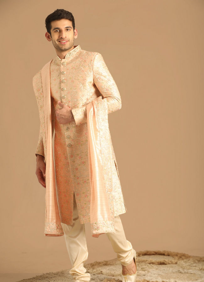 alt message - Manyavar Men Timeless Gajaree Sherwani image number 1