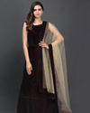 alt message - Mohey Women Statement Maroon Gown image number 0