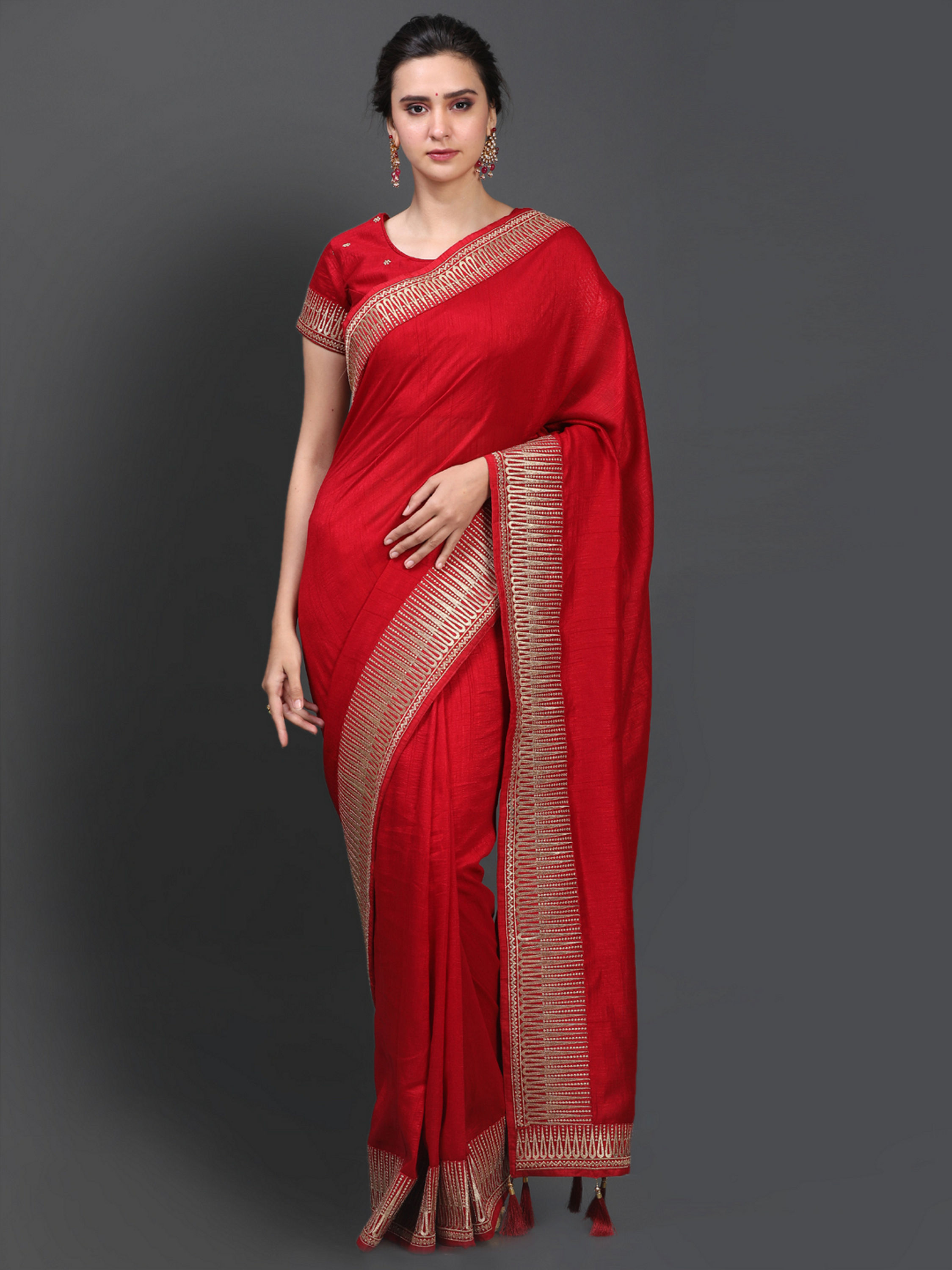 Mohey Women Decadent Dark Red Saree