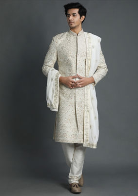 alt message - Twamev Men Exquisite Embroidered Sherwani Set image number 0