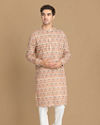 Manyavar Men Light Orange Printed Kurta