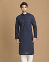 Manyavar Men Royal Blue Chikankari Kurta Set image number 1