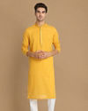 alt message - Manyavar Men Mustard Yellow Self Booti Kurta Set image number 1