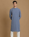 Manyavar Men Opal Grey Side Open Kurta image number 1